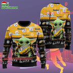 Pittsburgh Steelers Baby Yoda Hug The Ball Christmas Ugly Sweater