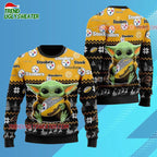 Pittsburgh Steelers Baby Yoda Hug The Ball Christmas Ugly Sweater