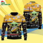 Pittsburgh Steelers Baby Yoda Hug The Ball Christmas Ugly Sweater