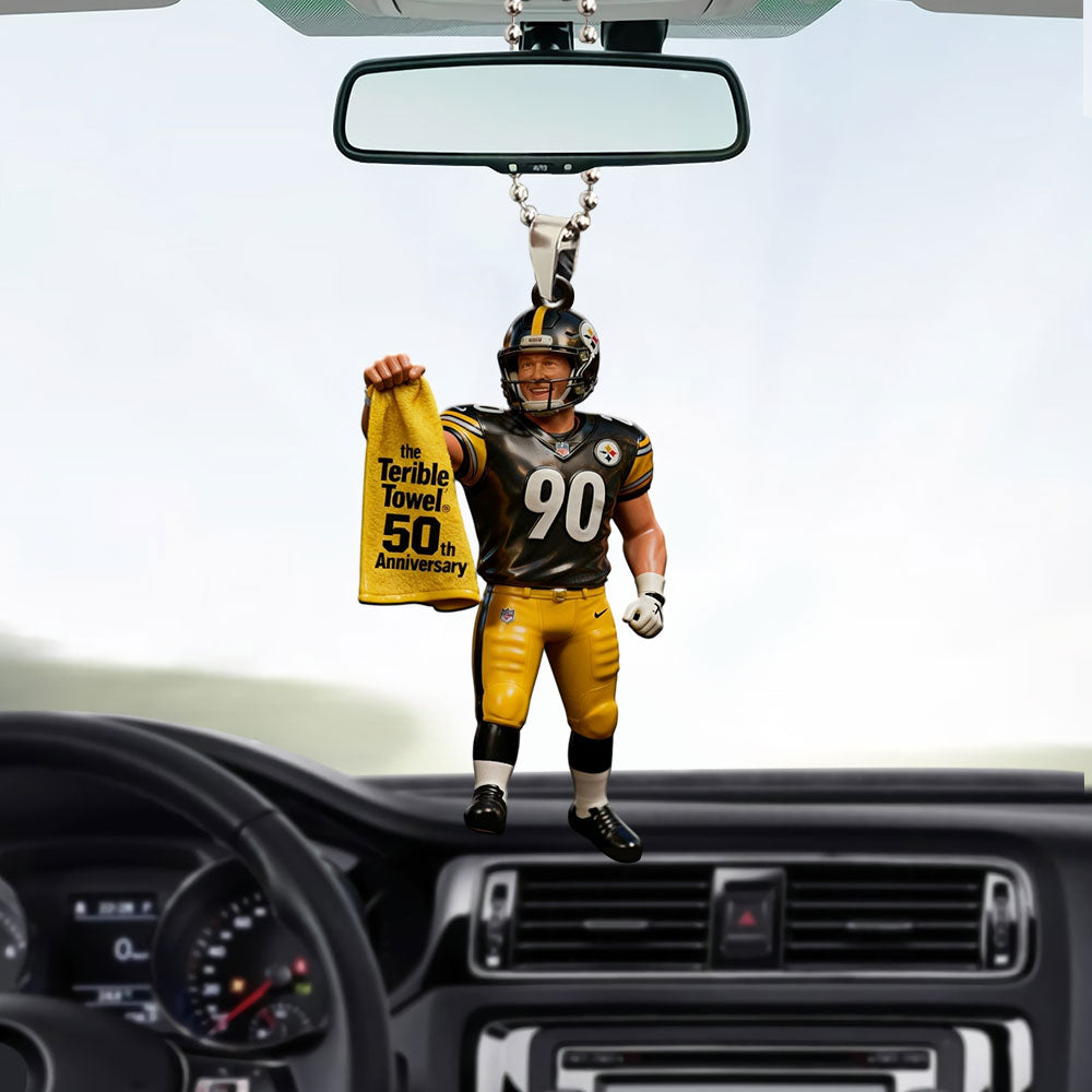 Pittsburgh Steelers The Terrrible Towel 50th Anniversary Custom shape 1-sided Acrylic Car Ornament – MAITM13685