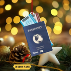 Custom Name Passport Christmas Ornament - Personalized Custom Shaped Acrylic Ornament - Travel Adventure Gift