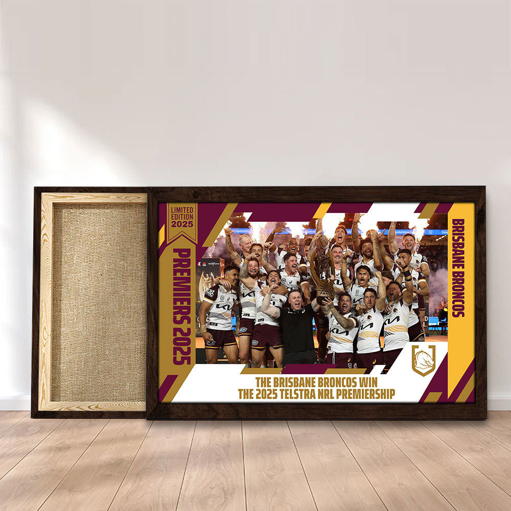 Brisbane Broncos 2025 NRL Premiers Rectangle Canvas With Inner Frame – TMTHU1805
