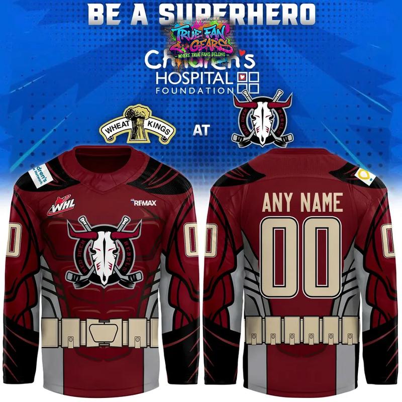 Red Deer Rebels Be A Super Hero 2026 Hockey Jersey
