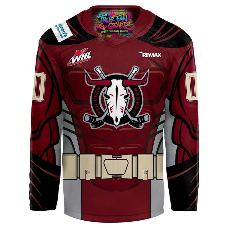Red Deer Rebels Be A Super Hero 2026 Hockey Jersey