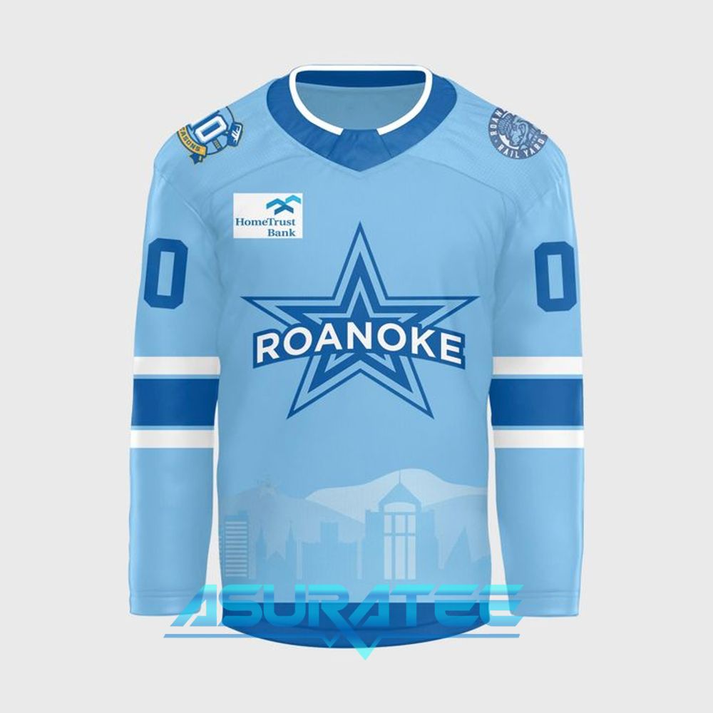 Roanoke Rail Yard Dawgs 2025 Light Blue Hockey Jersey