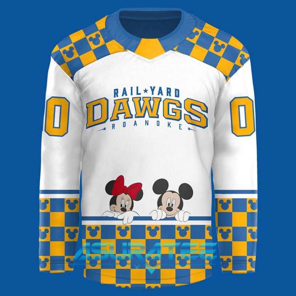 Roanoke Rail Yard Dawgs 2025 Mickey Mouse & Friends Hockey Jersey