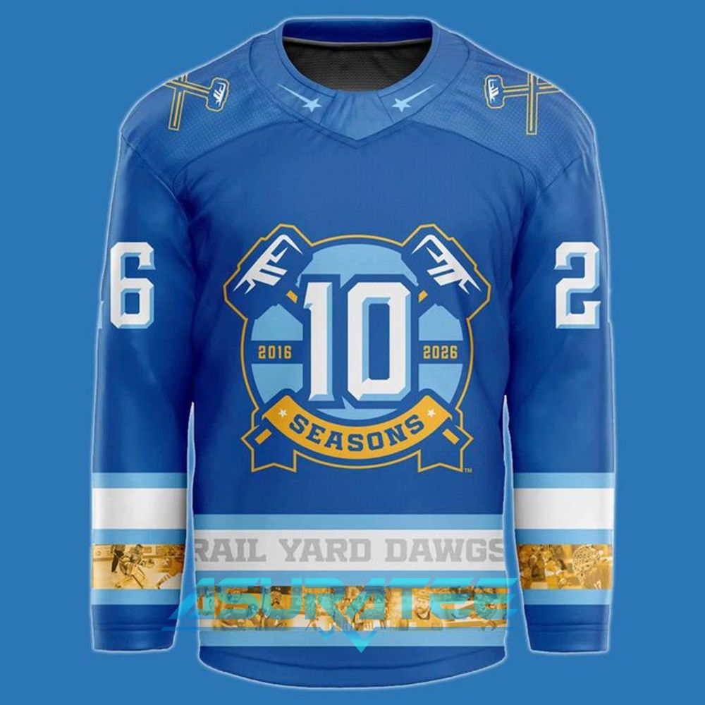 Roanoke Rail Yard Dawgs Blue 10 Year Hockey Jersey 2026