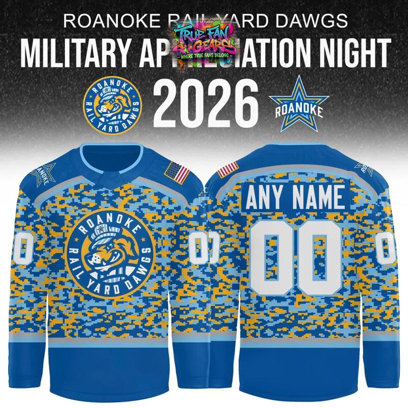 Roanoke Rail Yard Dawgs x Military Appreciation Night 2026 Hockey Jersey