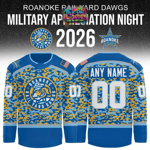 Roanoke Rail Yard Dawgs x Military Appreciation Night 2026 Hockey Jersey