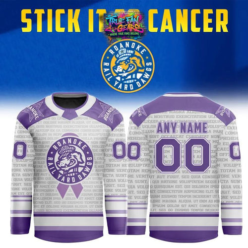 Roanoke Rail Yard Dawgs x Stick it to Cancer Night 2026 Hockey Jersey