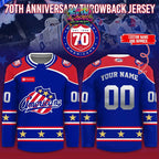 Rochester Americans 70th Anniversary Throwback Gold Star Hockey Jersey