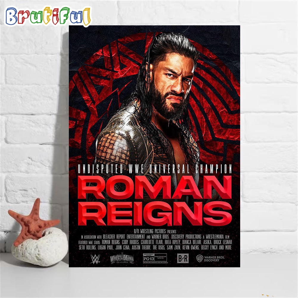 Roman Reigns Stays Undisputed WWE Universal Champion Wall Art Poster Canvas