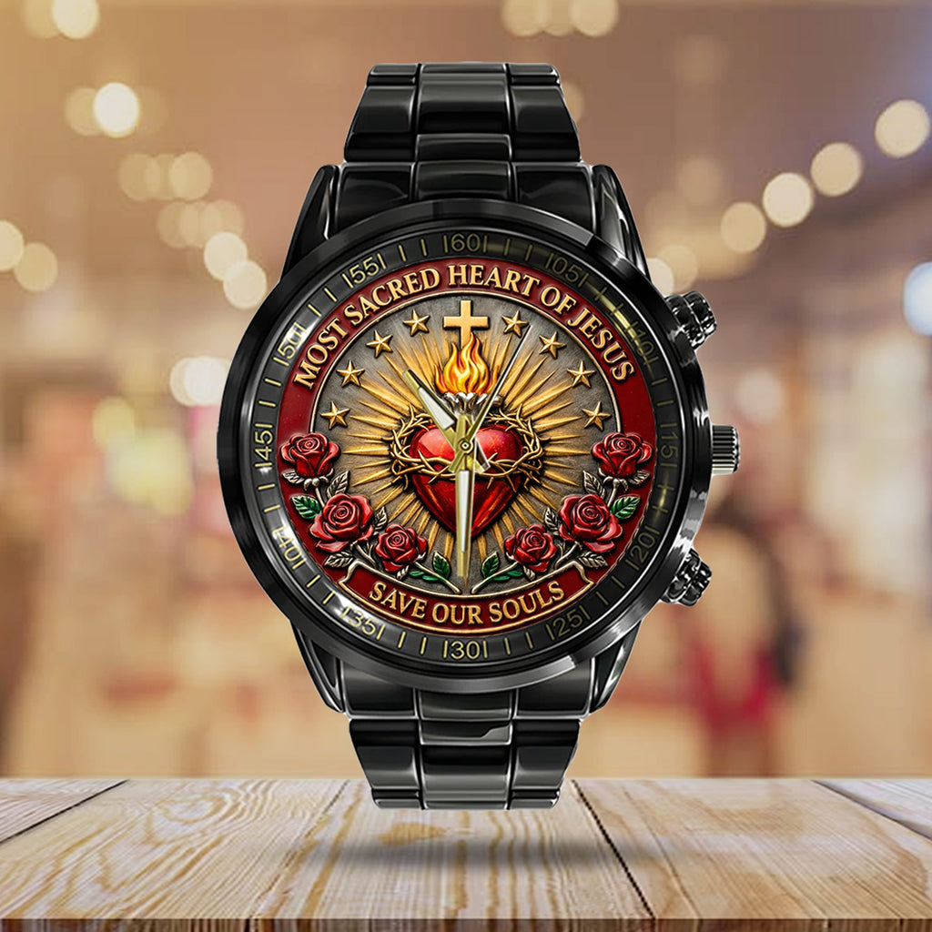 Sacred Heart of Jesus Black Stainless Steel Watch – TANTN21227
