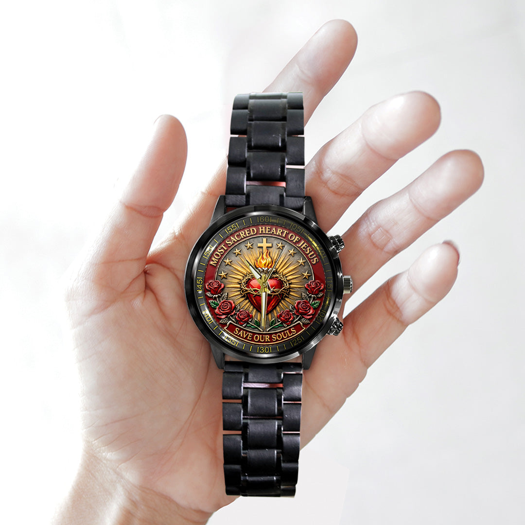 Sacred Heart of Jesus Black Stainless Steel Watch – TANTN21227
