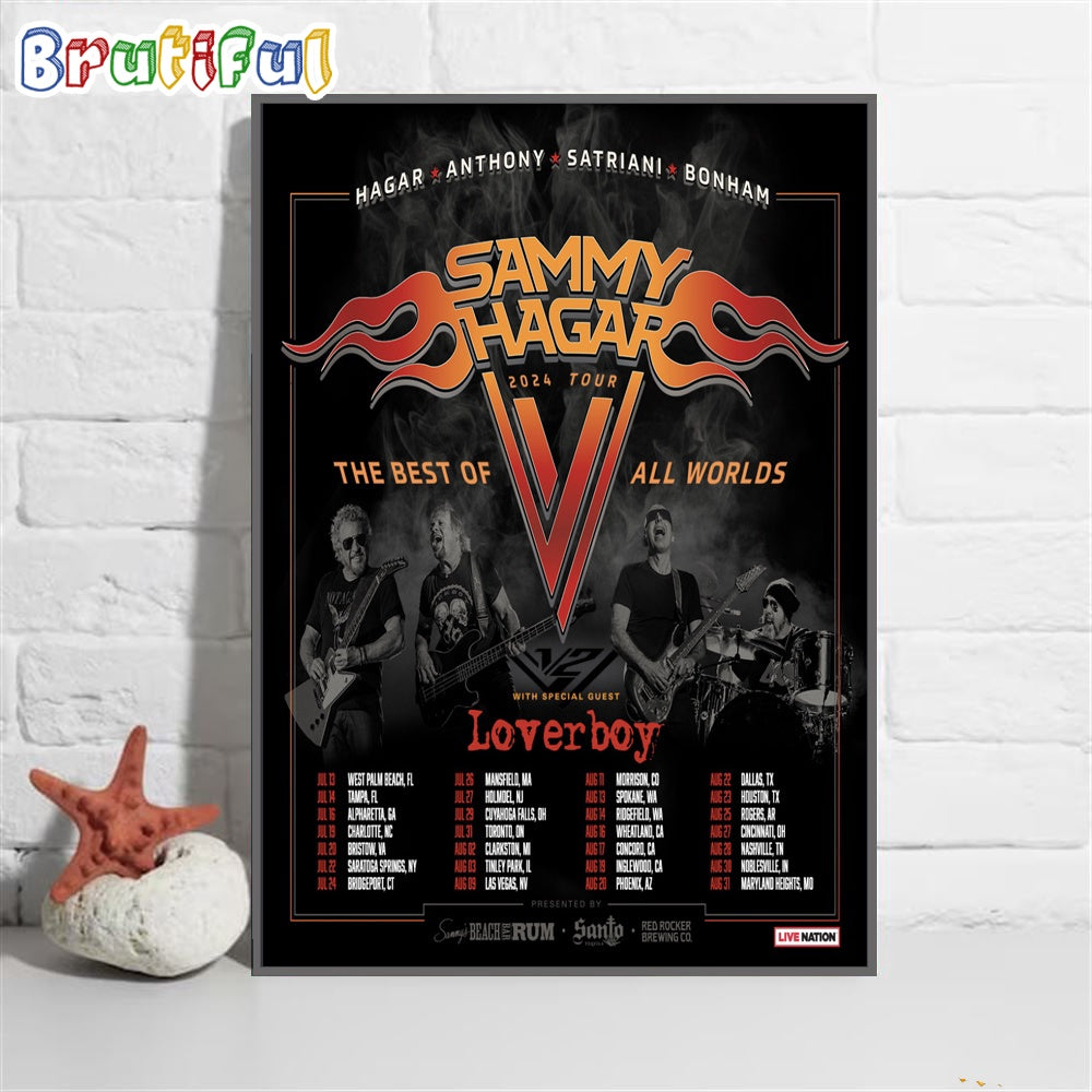 Sammy Hagar, Michael Anthony, Joe Satriani, Jason Bonham the Best of All Worlds Summer 2024 Tour Poster Canvas