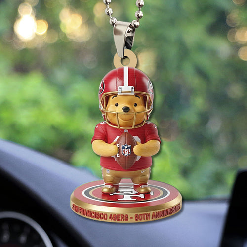 San Francisco 49ers x Winnie-the-Pooh Custom shape 1-sided Acrylic Car Ornament – TMTHU3297
