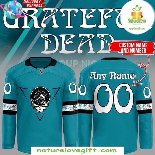 San Jose Sharks Grateful Dead 2026 Blue Hockey Jersey