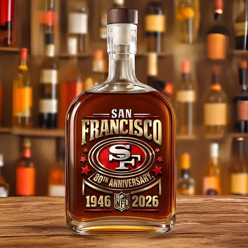 San Francisco 49ers 80th Anniverasry 25oz Empty Whiskey Bottle – TMTHU3899