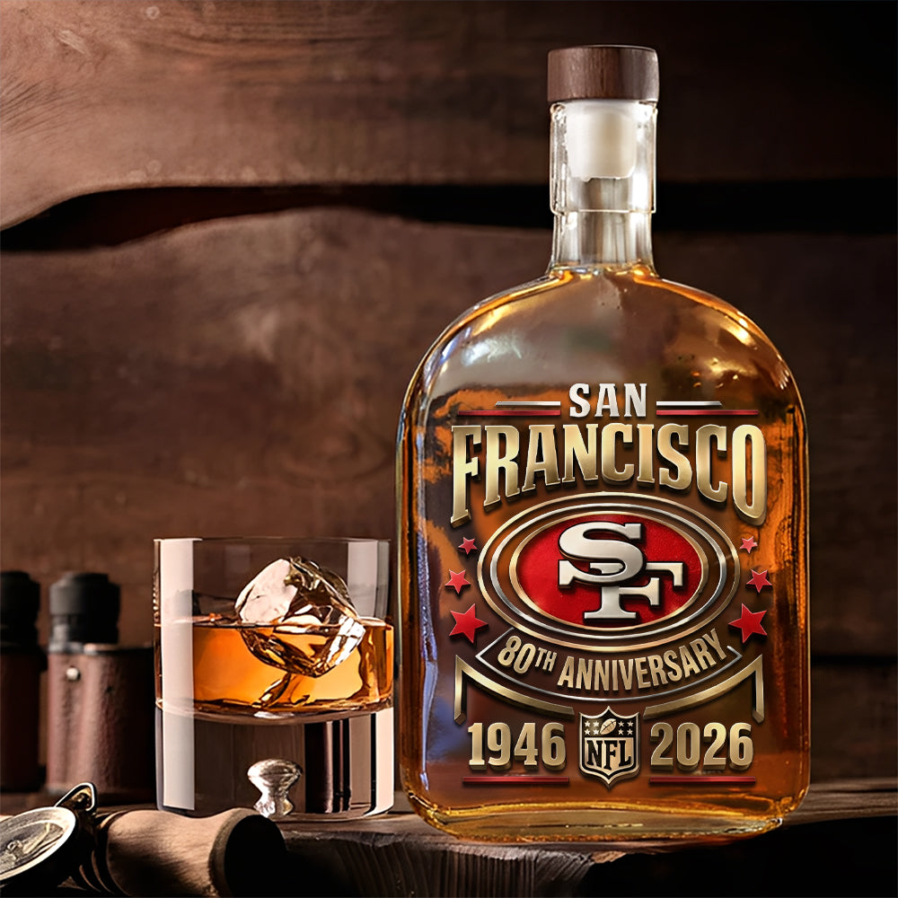 San Francisco 49ers 80th Anniverasry 25oz Empty Whiskey Bottle – TMTHU3899