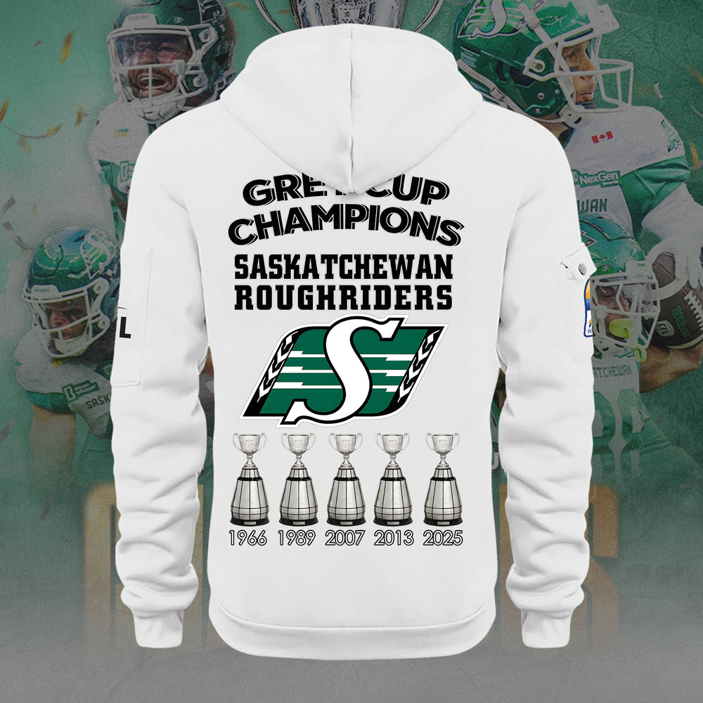 Personalized Saskatchewan Roughriders 2025 Grey Cup Champions 2D Quarter Zip Hoodie – TANTN19008