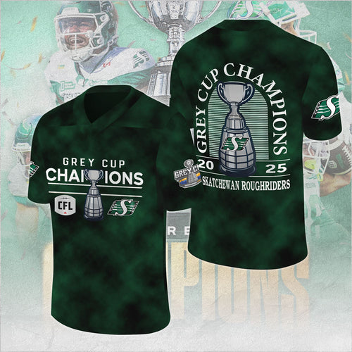 Saskatchewan Roughriders 2025 Grey Cup Champions 3D Football Jersey – MAITM13899