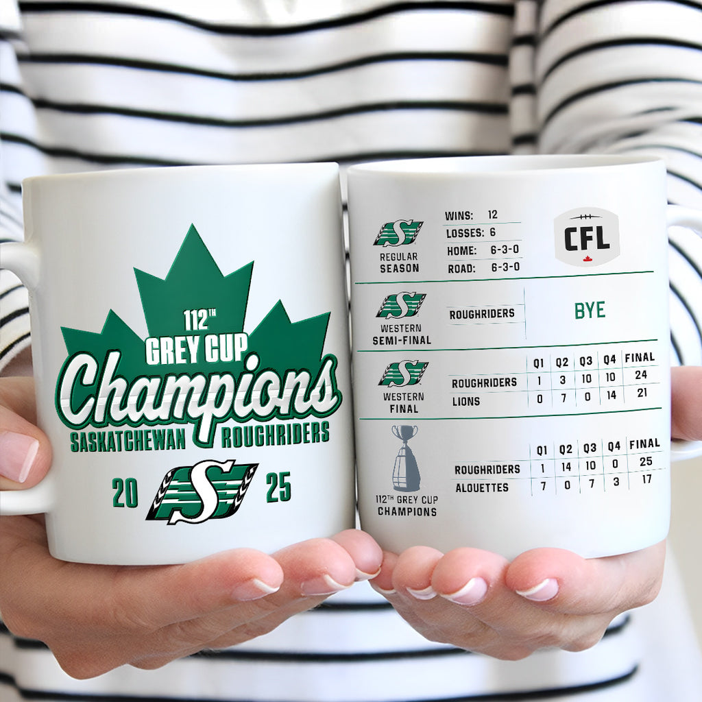 Saskatchewan Roughriders 2025 Grey Cup Champions Ceramic Mug – MAITM13862