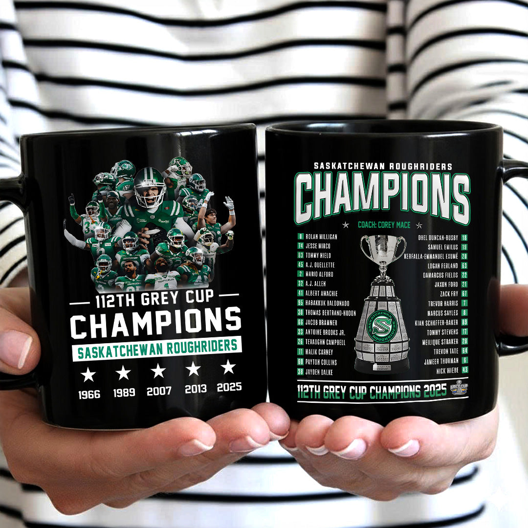 Saskatchewan Roughriders 2025 Grey Cup Champions Ceramic Mug – TANTN18876
