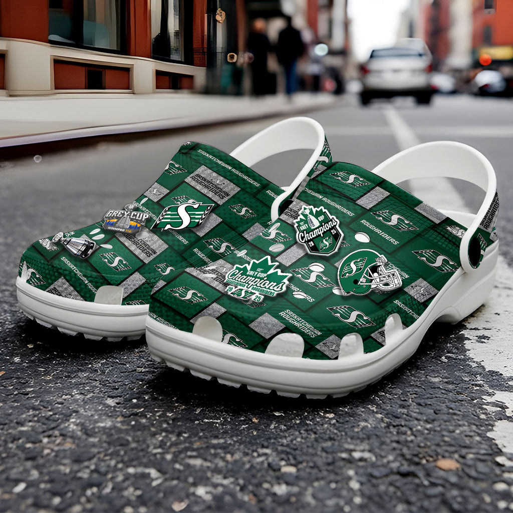 Saskatchewan Roughriders 2025 Grey Cup Champions Custom Clogs – HOATT14870