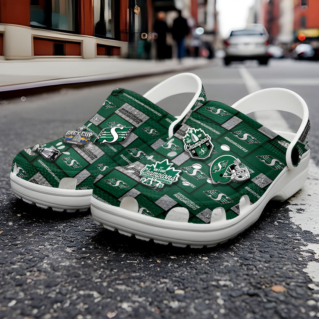 Saskatchewan Roughriders 2025 Grey Cup Champions Custom Clogs – HOATT14870