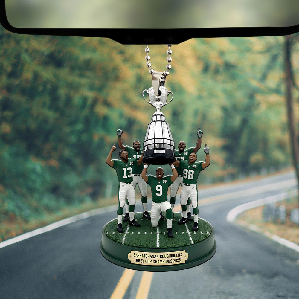 Saskatchewan Roughriders 2025 Grey Cup Champions Custom shape 2-sided Acrylic Car Ornament – MAITM13883
