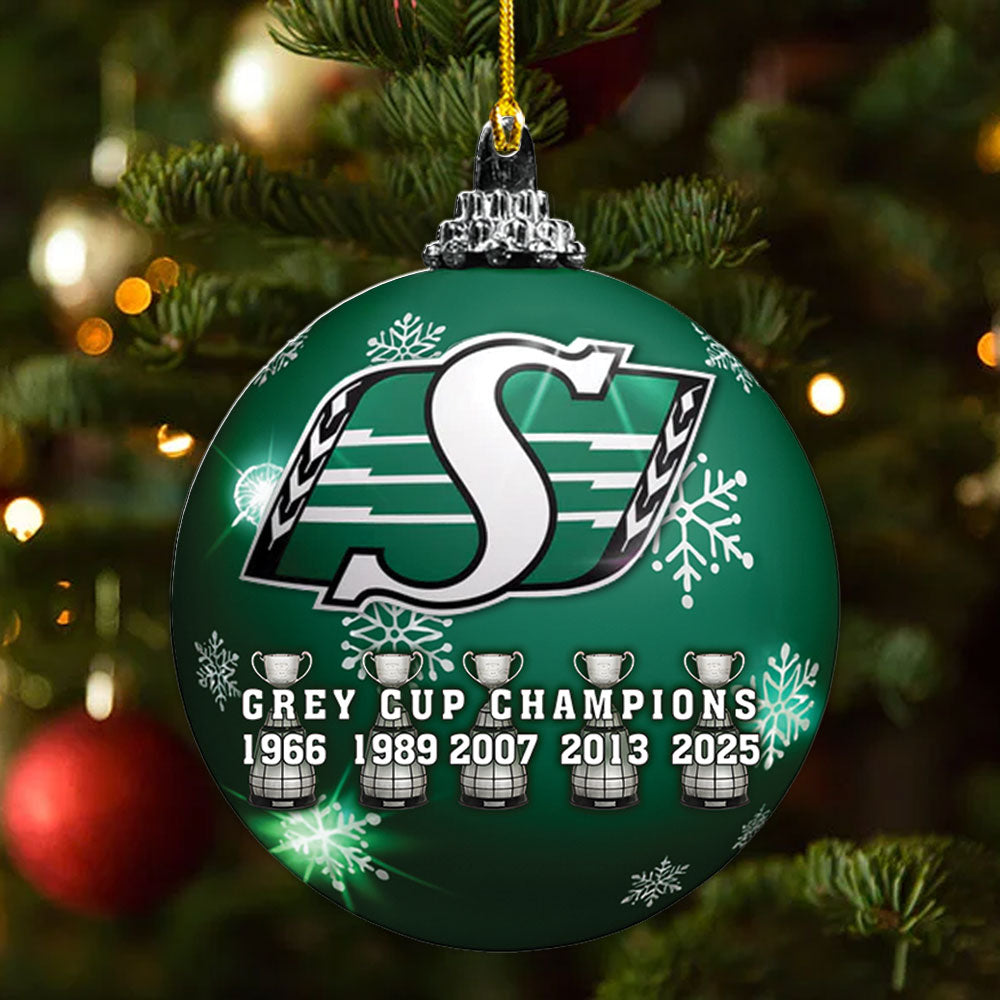 Saskatchewan Roughriders 2025 Grey Cup Champions Custom Shape 2-sided Acrylic Ornament – MAITM13924