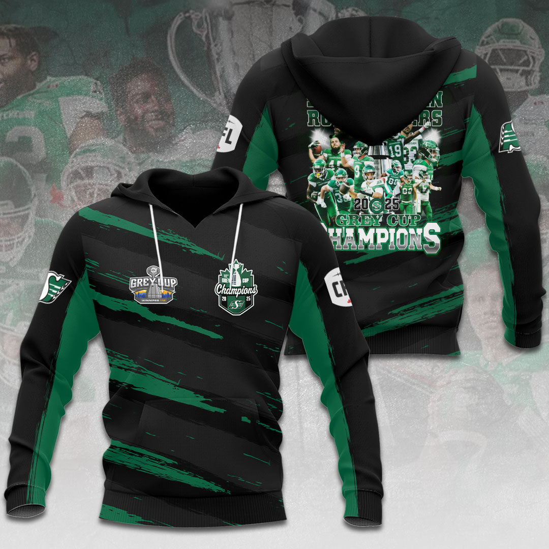 Saskatchewan Roughriders 2025 Grey Cup Champions 3D Apparel – HOATT14769