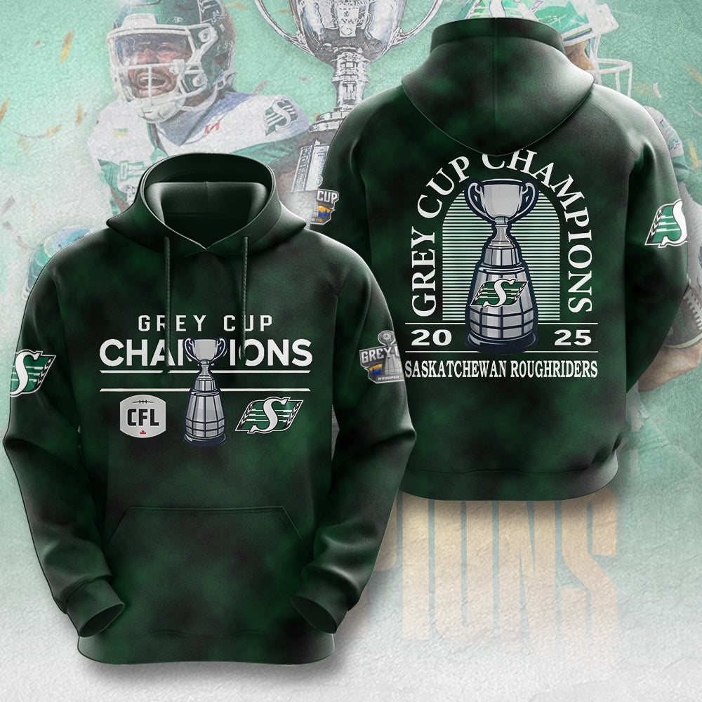 Saskatchewan Roughriders 2025 Grey Cup Champions 3D Apparel – MAITM13802