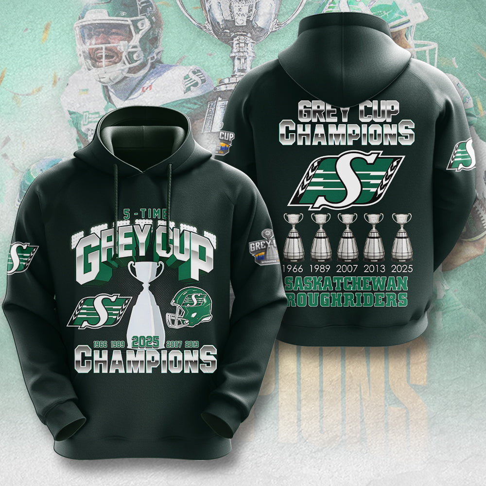 Saskatchewan Roughriders 2025 Grey Cup Champions 3D Apparel – MAITM13851