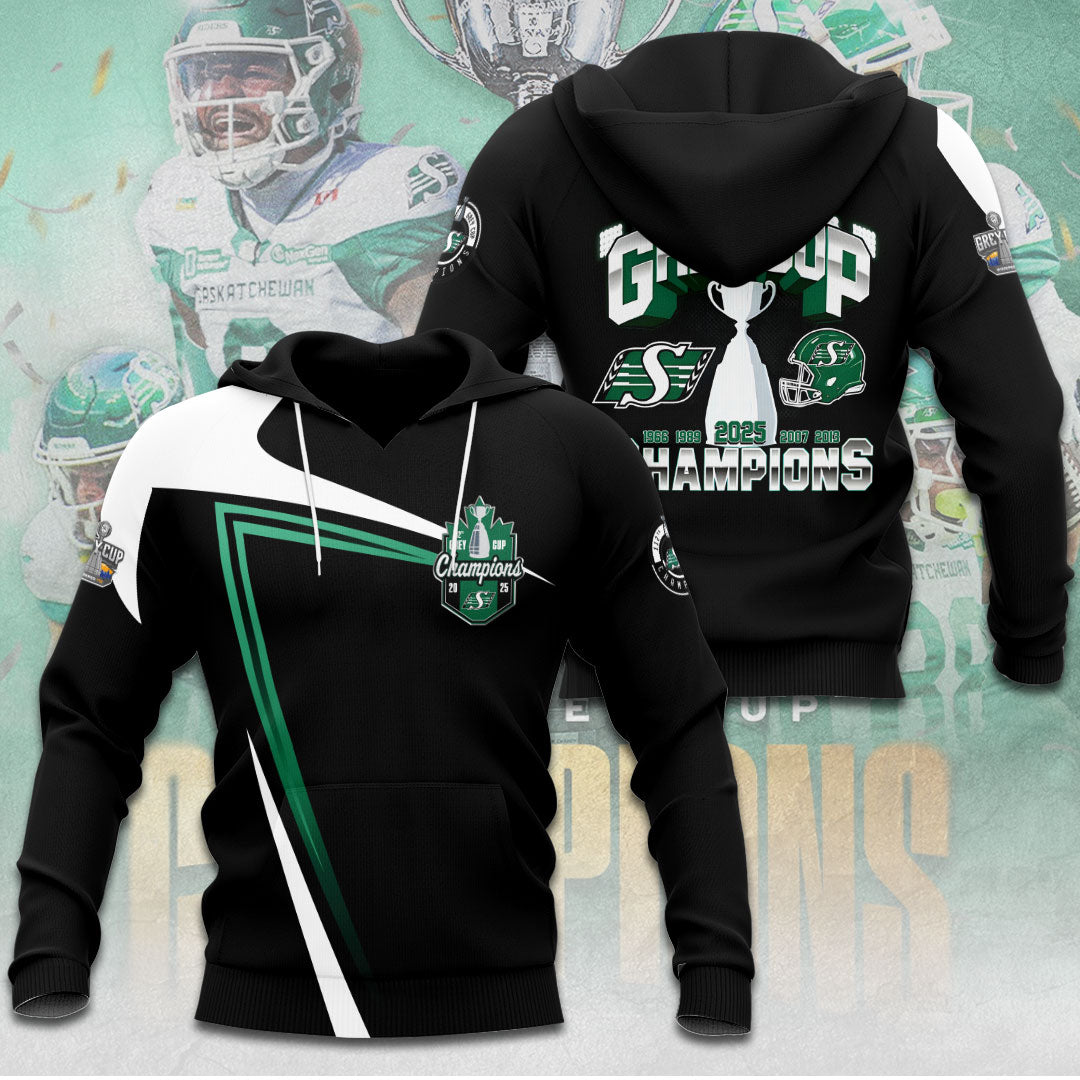 Saskatchewan Roughriders 2025 Grey Cup Champions 3D Apparel – TANTN18906