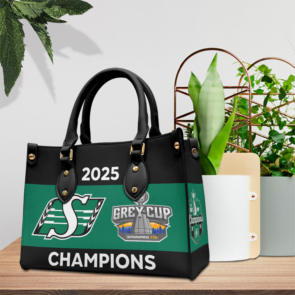 Saskatchewan Roughriders 2025 Grey Cup Champions Leather HandBag – MAITM13901