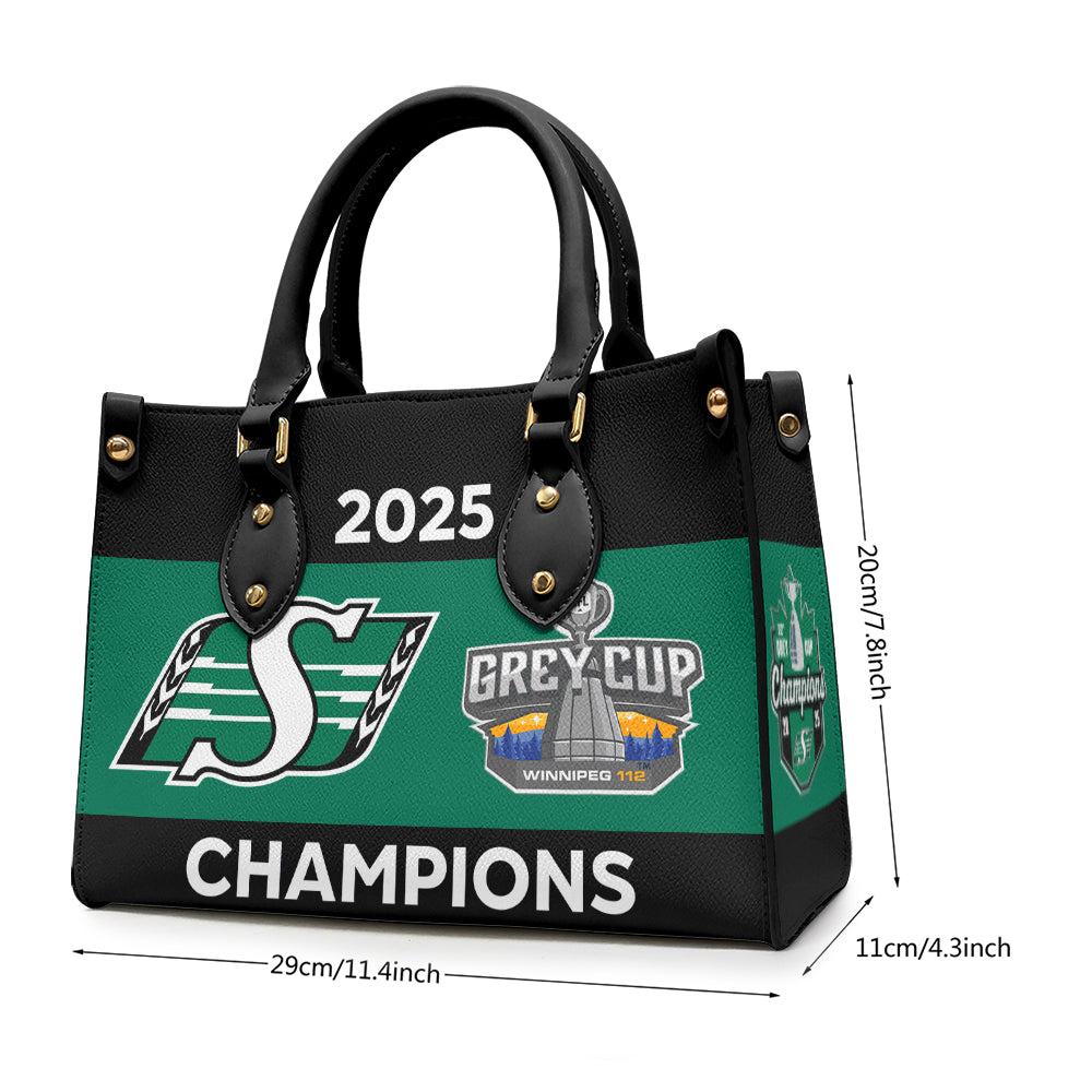 Saskatchewan Roughriders 2025 Grey Cup Champions Leather HandBag – MAITM13901