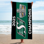 Saskatchewan Roughriders 2025 Grey Cup Champions Rectangle Beach Towel – MAITM13843