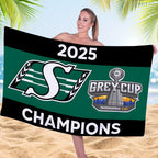 Saskatchewan Roughriders 2025 Grey Cup Champions Rectangle Beach Towel – MAITM13843