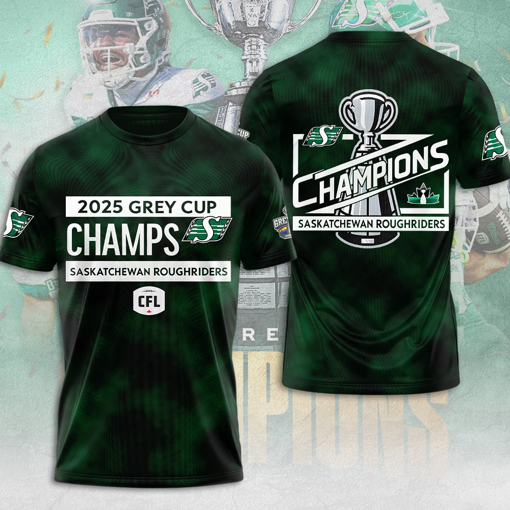 Saskatchewan Roughriders 2025 Grey Cup Champions 3D Apparel – MAITM13930