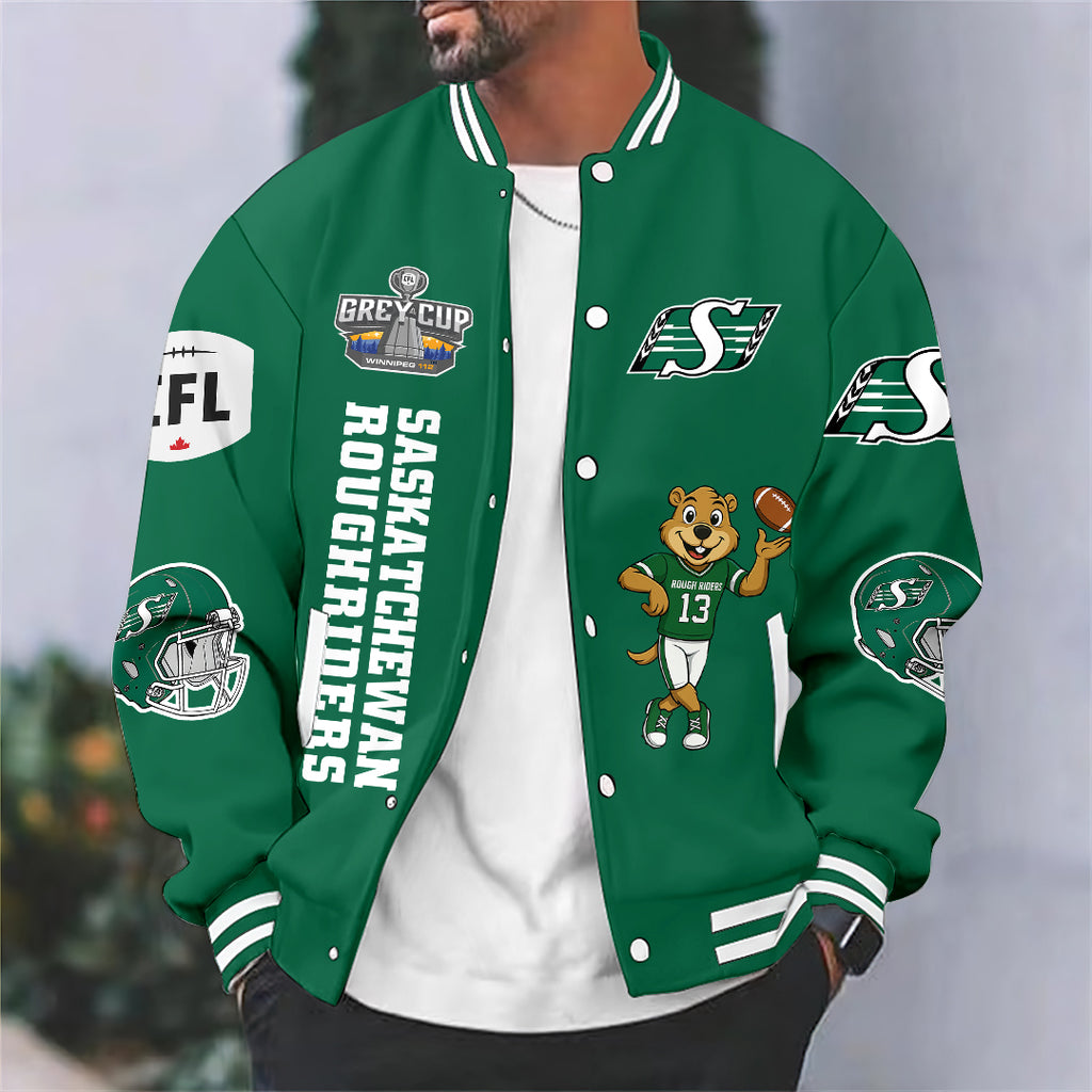 Saskatchewan Roughriders 2025 Grey Cup Champions Varsity Jacket – HOATT14863