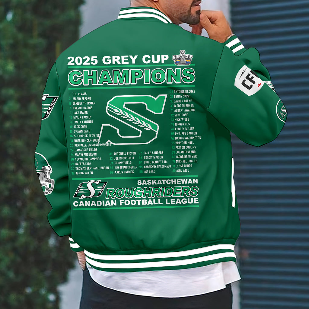 Saskatchewan Roughriders 2025 Grey Cup Champions Varsity Jacket – HOATT14863