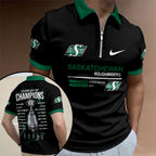 Saskatchewan Roughriders 2025 Grey Cup Champions Zip Polo Shirt – TMTHU2417