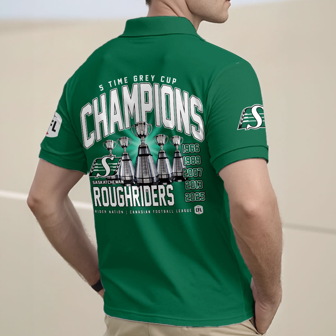 Saskatchewan Roughriders 2025 Grey Cup Champions Zip Polo Shirt – HOATT14835