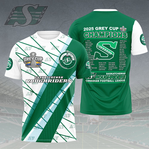 Saskatchewan Roughriders 2025 Grey Cup Champions 3D Apparel – HOATT14768