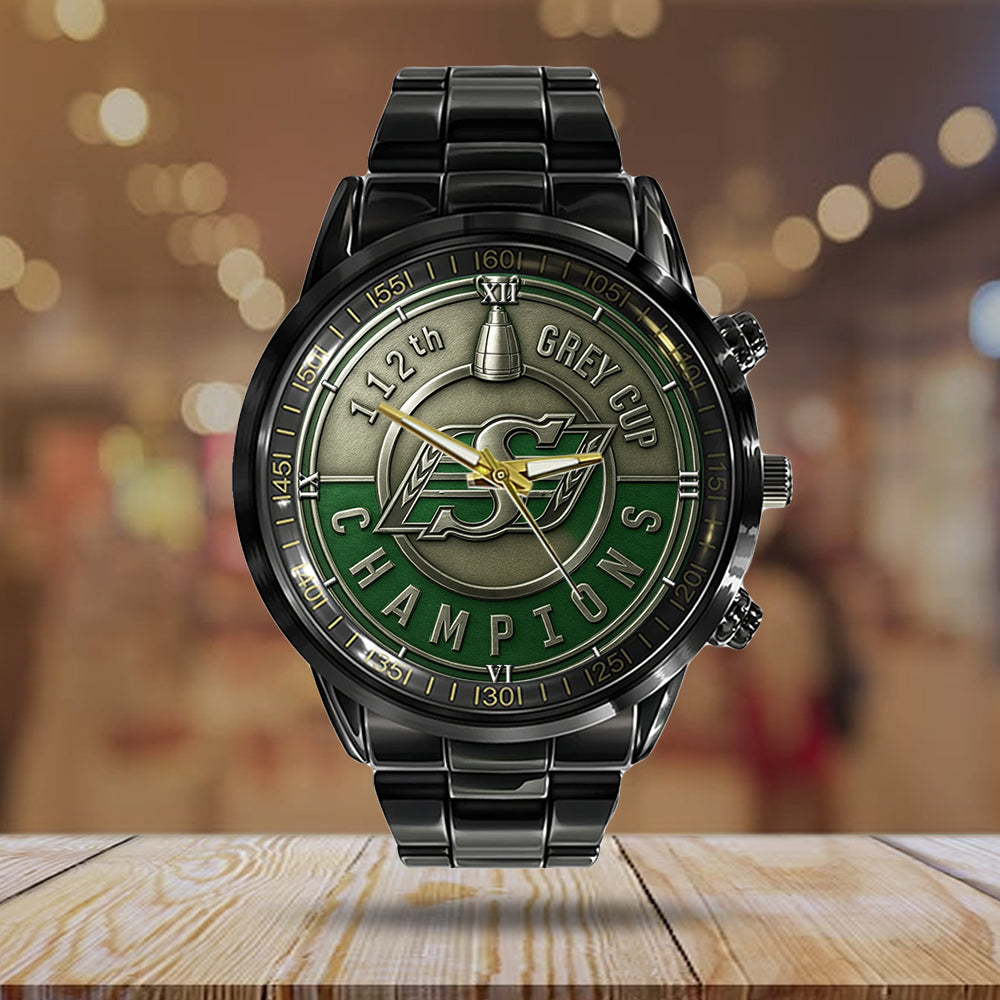 Saskatchewan Roughriders Black Stainless Steel Watch – TMTHU2285