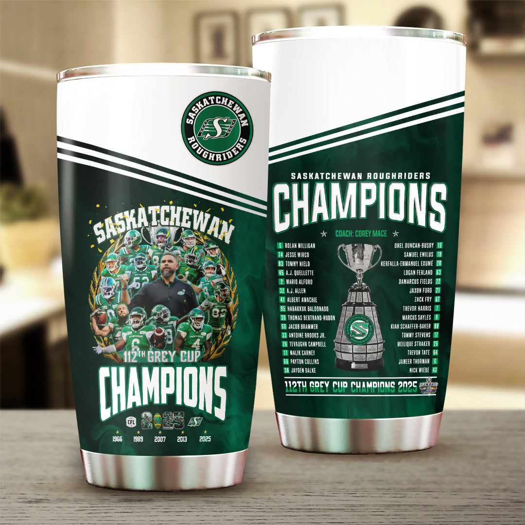 Saskatchewan Roughriders 2025 Grey Cup Champions Tumbler Cup – TANTN18958