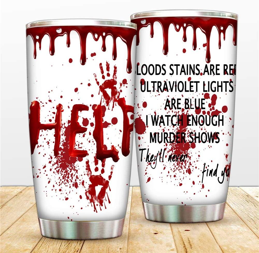 Scary Blood Tumbler Halloween Tumblers Cup Insulated Travel Mug Stainless Steel Coffee Mugs with Lid Double Wall Vacuum Cup for Home Office Car Outdoor