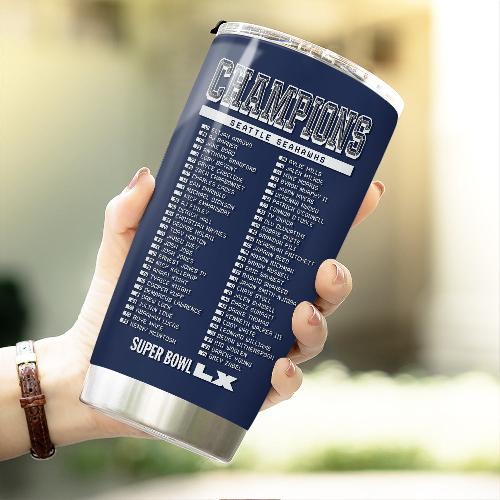 Seattle Seahawks 2025 Super Bowl LX Champions Tumbler Cup – GNE5918