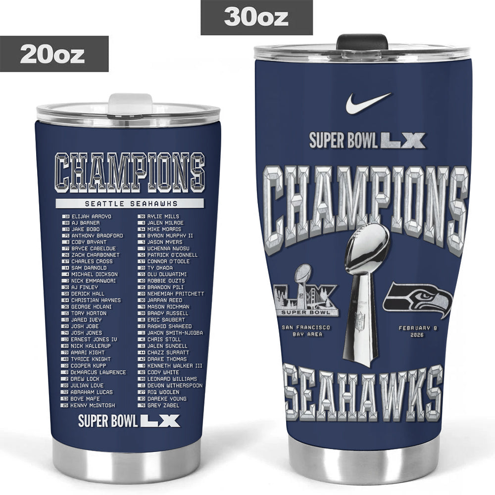 Seattle Seahawks 2025 Super Bowl LX Champions Tumbler Cup – GNE5918